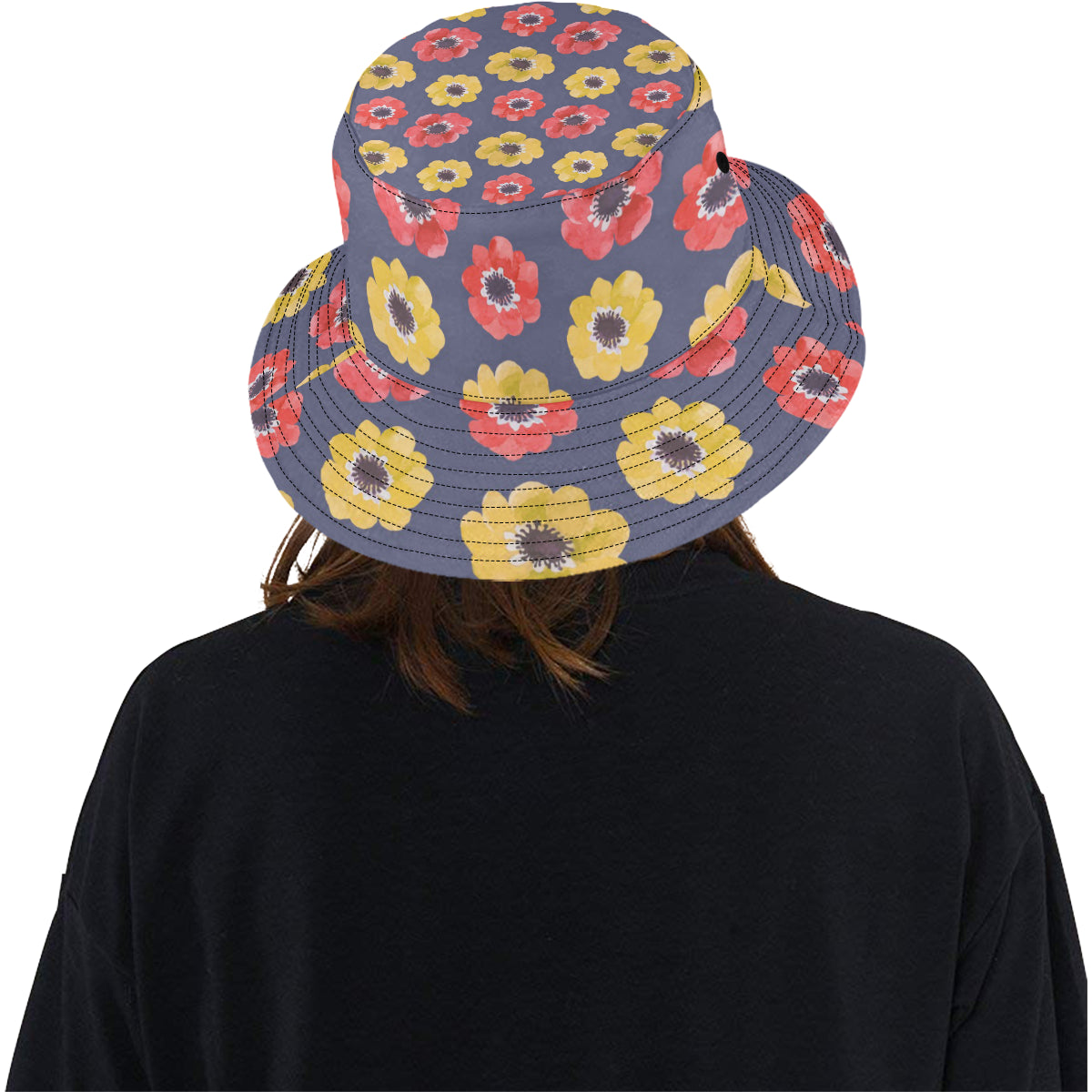 Anemone Pattern Print Design AM010 Unisex Bucket Hat
