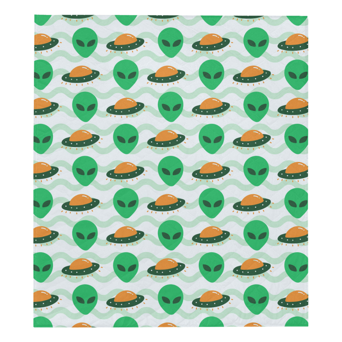 Alien UFO Pattern Print Design 04 Premium Quilt