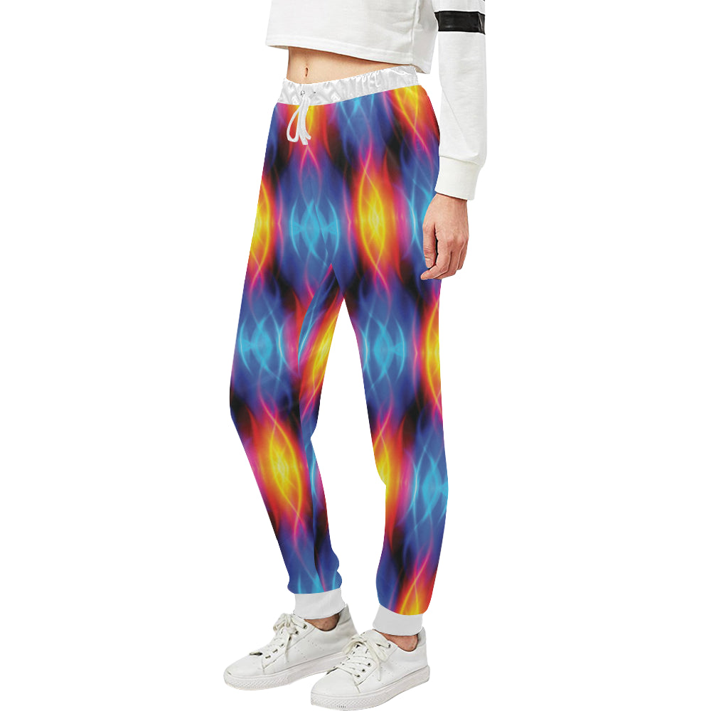 Flame Fire Blue Design Print Unisex Sweatpants