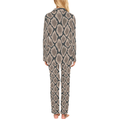 Snake Skin Design Print Women's Long Pajama Set