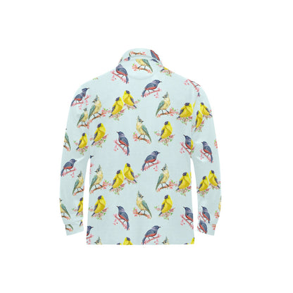 Bird Sweet Themed Print Pattern Long Sleeve Polo Shirt For Men's