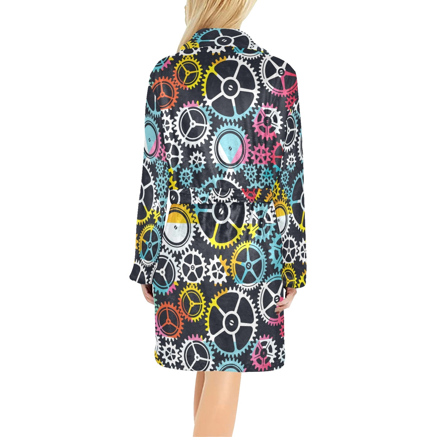 Mechanic Pattern Print Design 02 Women's Fleece Robe