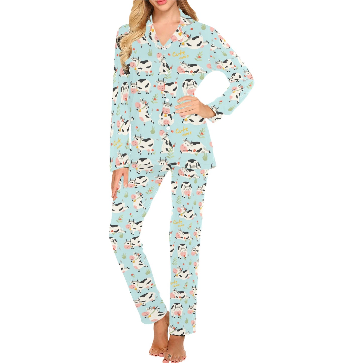 Cattle Print Design LKS403 Women's Long Pajama Set