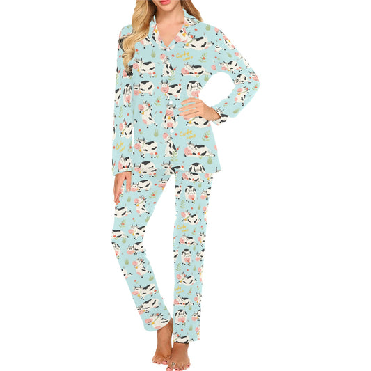Cattle Print Design LKS403 Women's Long Pajama Set