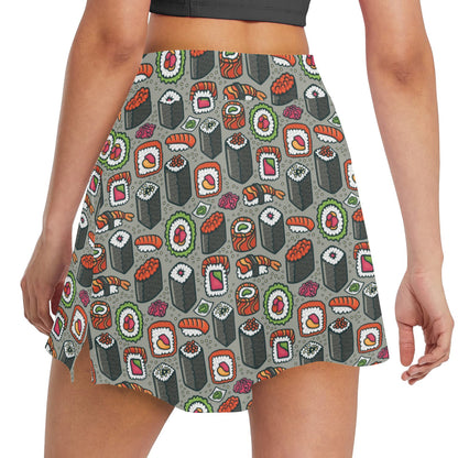 Sushi Print Design LKS301 17" Golf & Pickleball Skort with Pockets