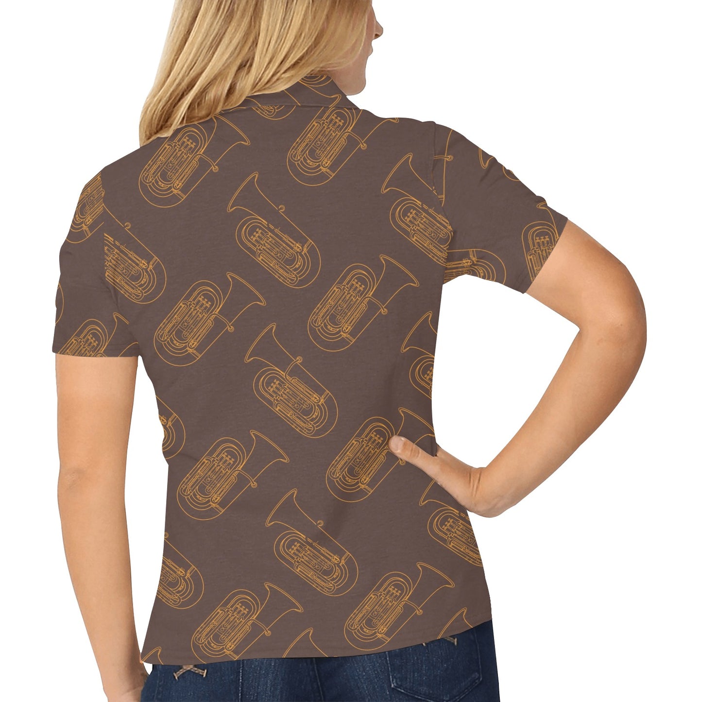 Tuba Pattern Print Design 02 Women's Polo Shirt