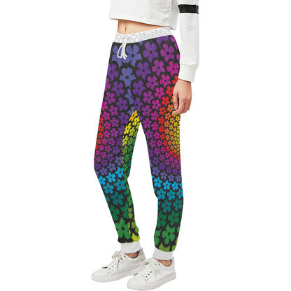 Flower Power Rainbow Spiral Print Unisex Sweatpants