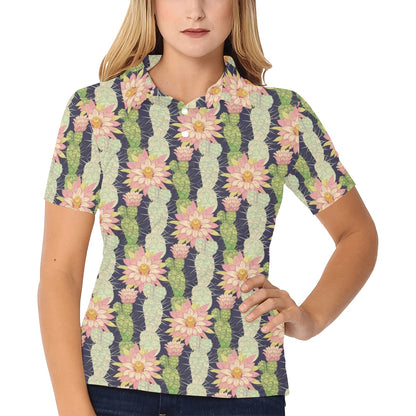 Cactus Pattern Print Design 01 Women's Polo Shirt