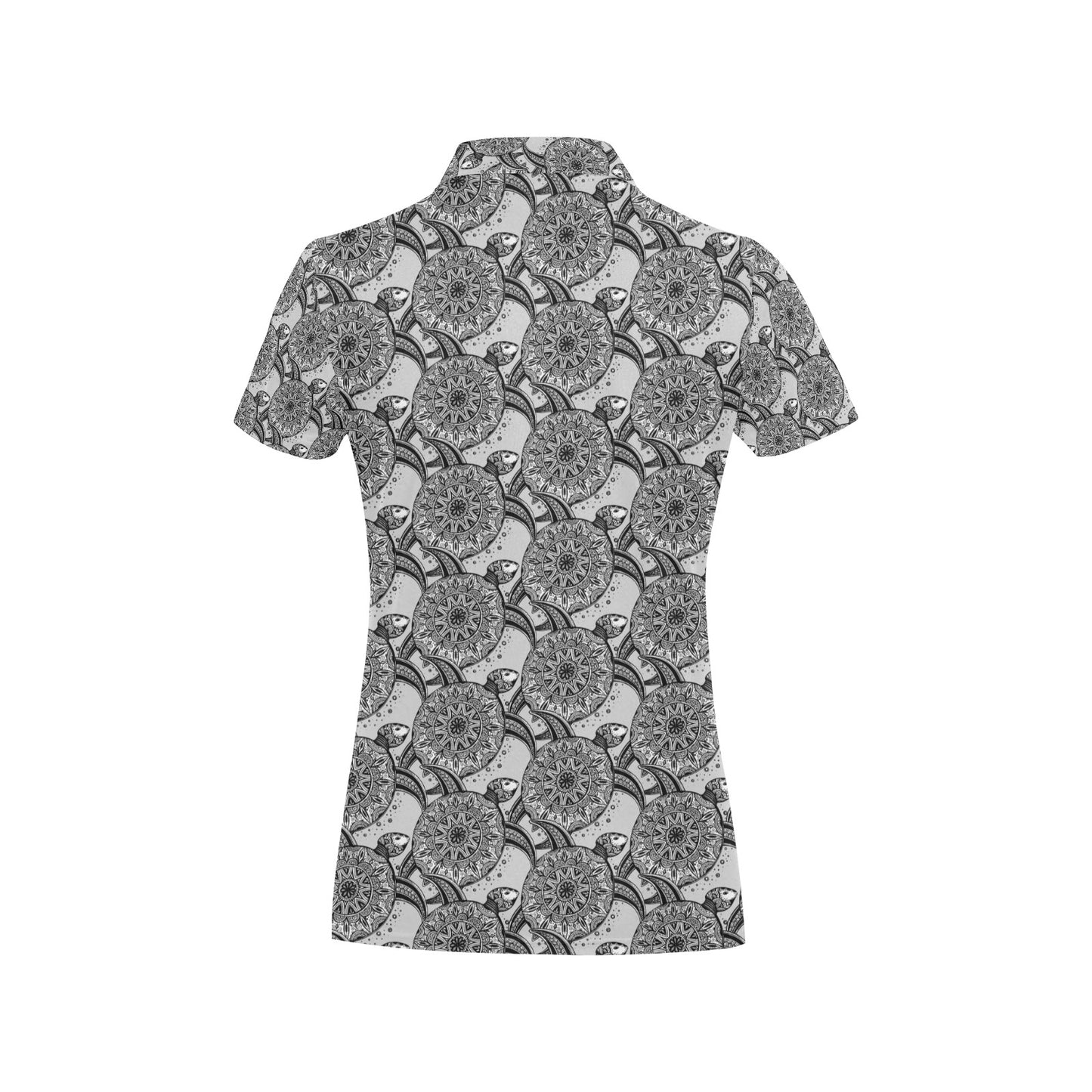 Tribal Turtle Polynesian Themed Print Women's Polo Shirt
