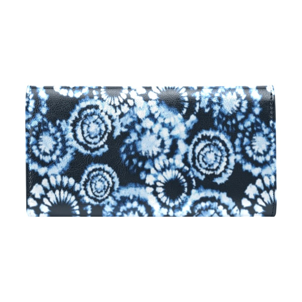 Tie Dye Dark Blue Print Design LKS306 Women's Trifold Wallet