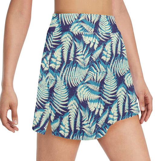 Fern Leave Summer Print Pattern 17" Golf & Pickleball Skort with Pockets