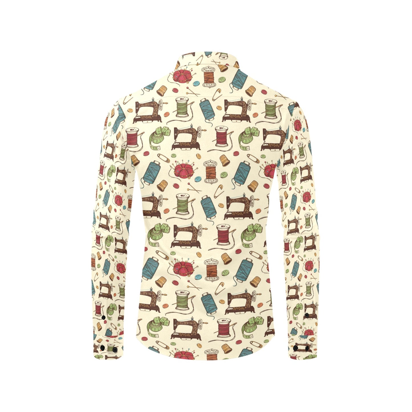 Sewing Equipment Print Design LKS303 Men's Long Sleeve Dress Shirt