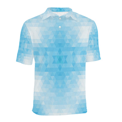 Geometric Blue Pattern Print Design 01 Men Polo Shirt