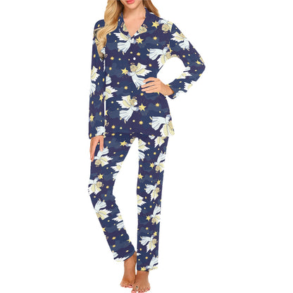 Angel Pattern Print Design 06 Women's Long Pajama Set