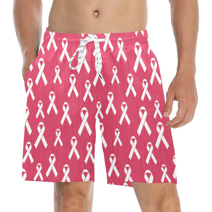 Breast Cancer Awareness Symbol Men's Swim Trunks Beach Shorts