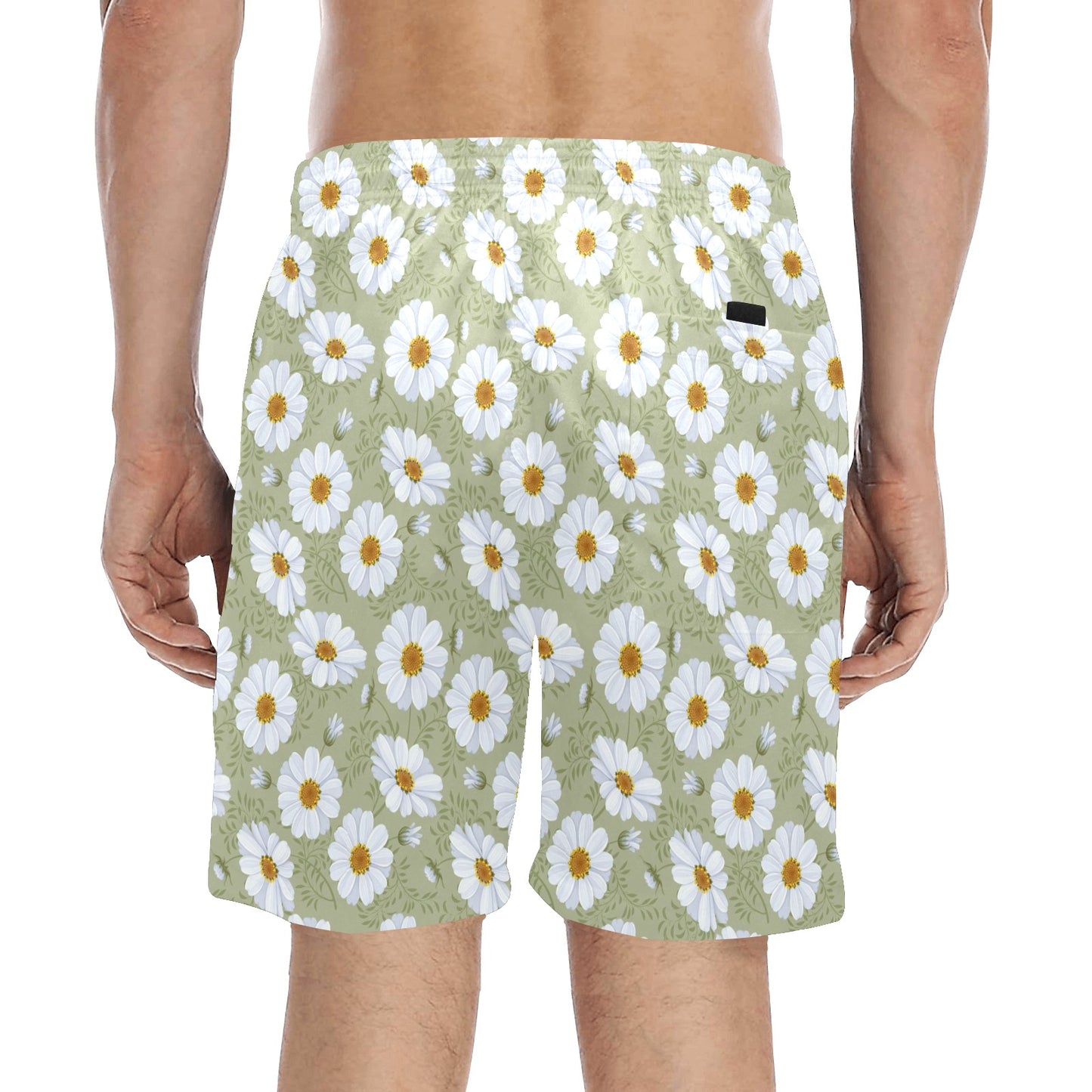 Daisy Yellow Print Pattern Men's Swim Trunks Beach Shorts