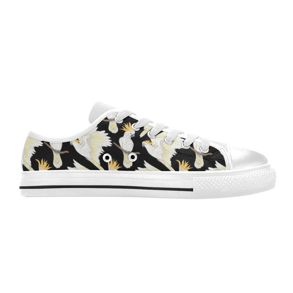 Cockatoo Print Design LKS402 Women's White Low Top Shoes