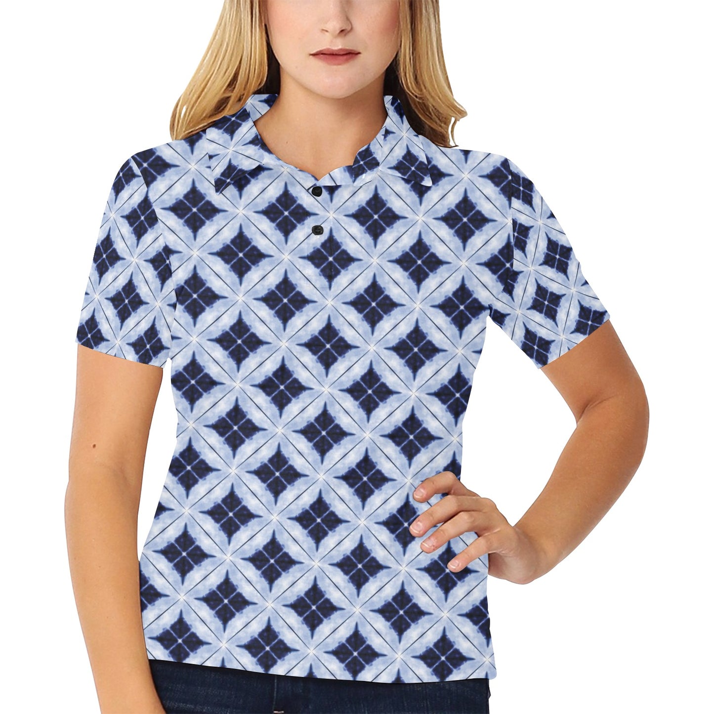 Tie Dye Print Design LKS308 Women's Polo Shirt