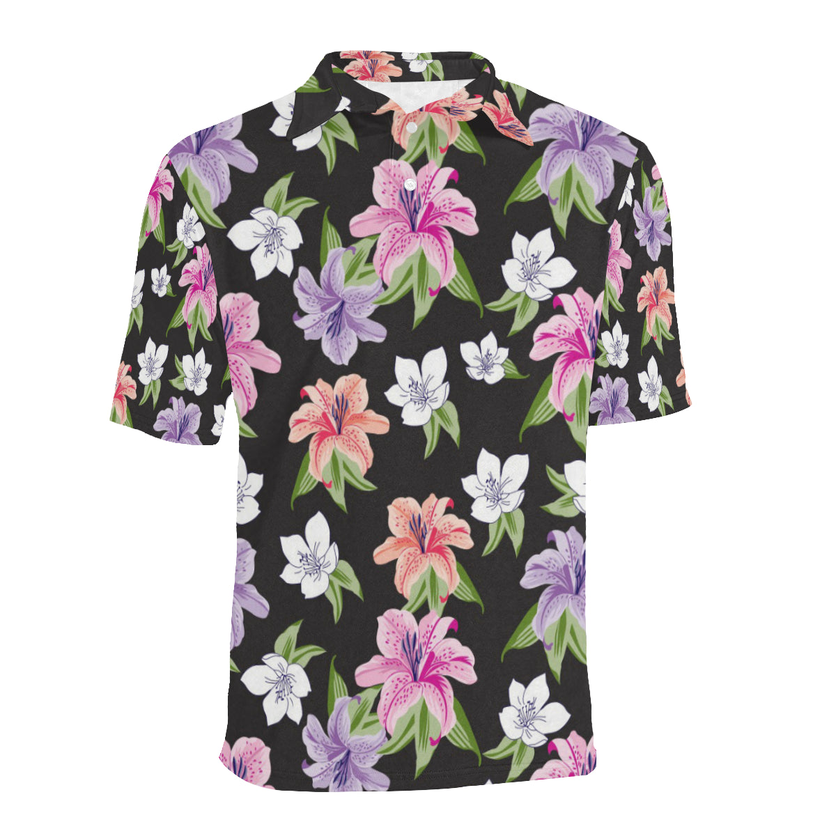 Lily Pattern Print Design LY02 Men Polo Shirt