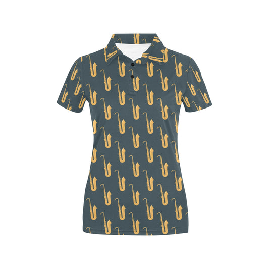 Saxophone Print Design LKS401 Women's Polo Shirt