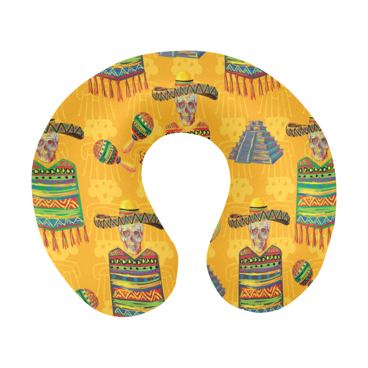 Maracas Mexican Style Pattern Print Design 02 U-Shaped Travel Neck Pillow