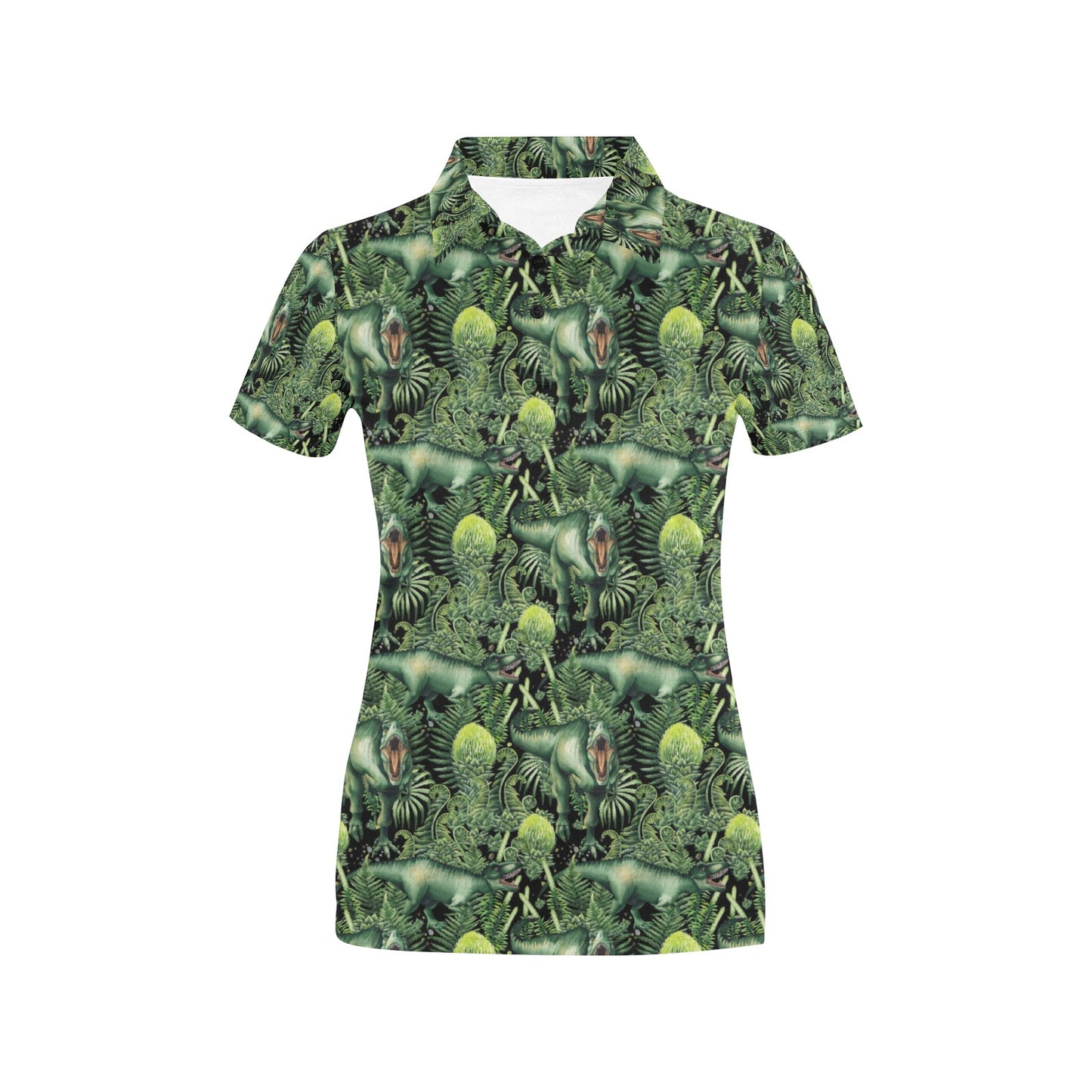 Dinosaur T Rex Print Pattern Women's Polo Shirt