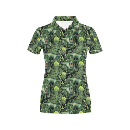 Dinosaur T Rex Print Pattern Women's Polo Shirt