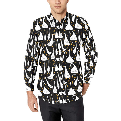 Goose Print Design LKS401 Men's Long Sleeve Dress Shirt