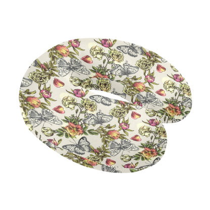 Butterfly Flower Pattern Print Design 06 U-Shaped Travel Neck Pillow