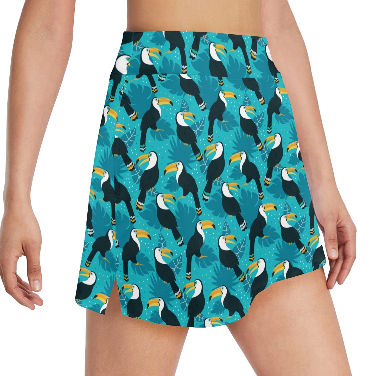 Toucan Parrot Pattern Print 17" Golf & Pickleball Skort with Pockets