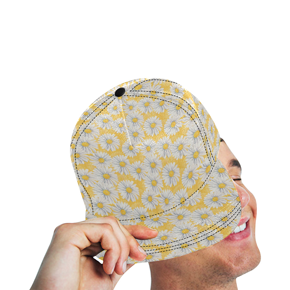 Daisy Yellow Watercolor Print Pattern Snapback Cap