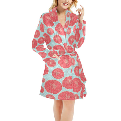 Marigold Pattern Print Design MR03 Women's Fleece Robe
