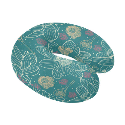 Lotus Pattern Print Design 01 U-Shaped Travel Neck Pillow
