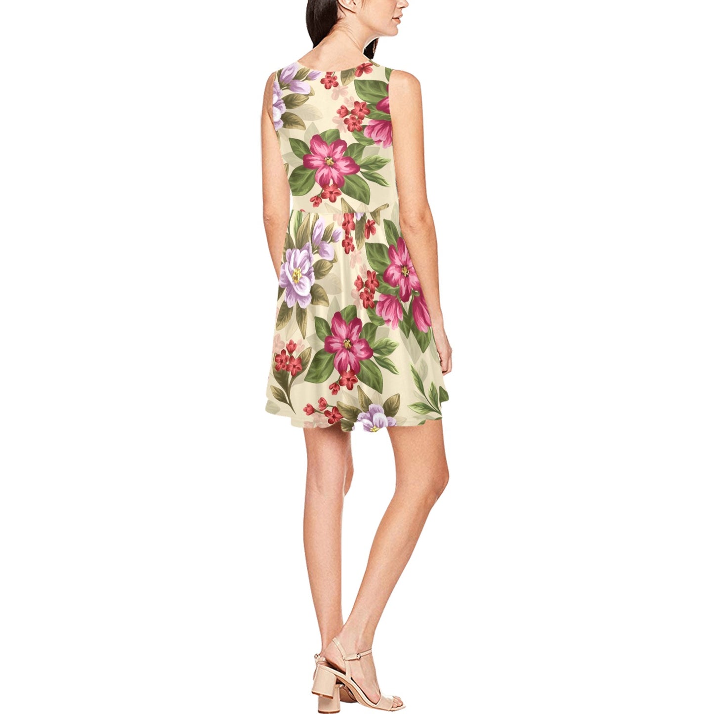 Summer Floral Pattern Print Design SF08 Sleeveless Dress
