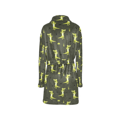 Alligator Pattern Print Design 05 Women's Fleece Robe