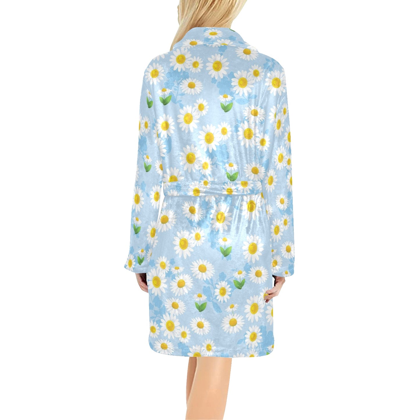 Daisy Pattern Print Design DS010 Women's Fleece Robe
