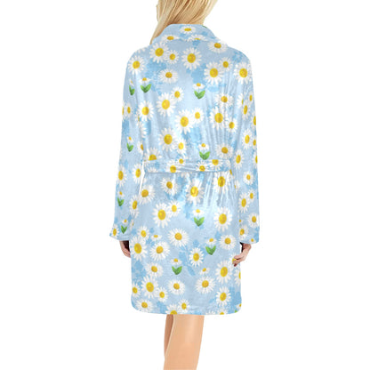 Daisy Pattern Print Design DS010 Women's Fleece Robe