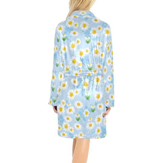 Daisy Pattern Print Design DS010 Women's Fleece Robe
