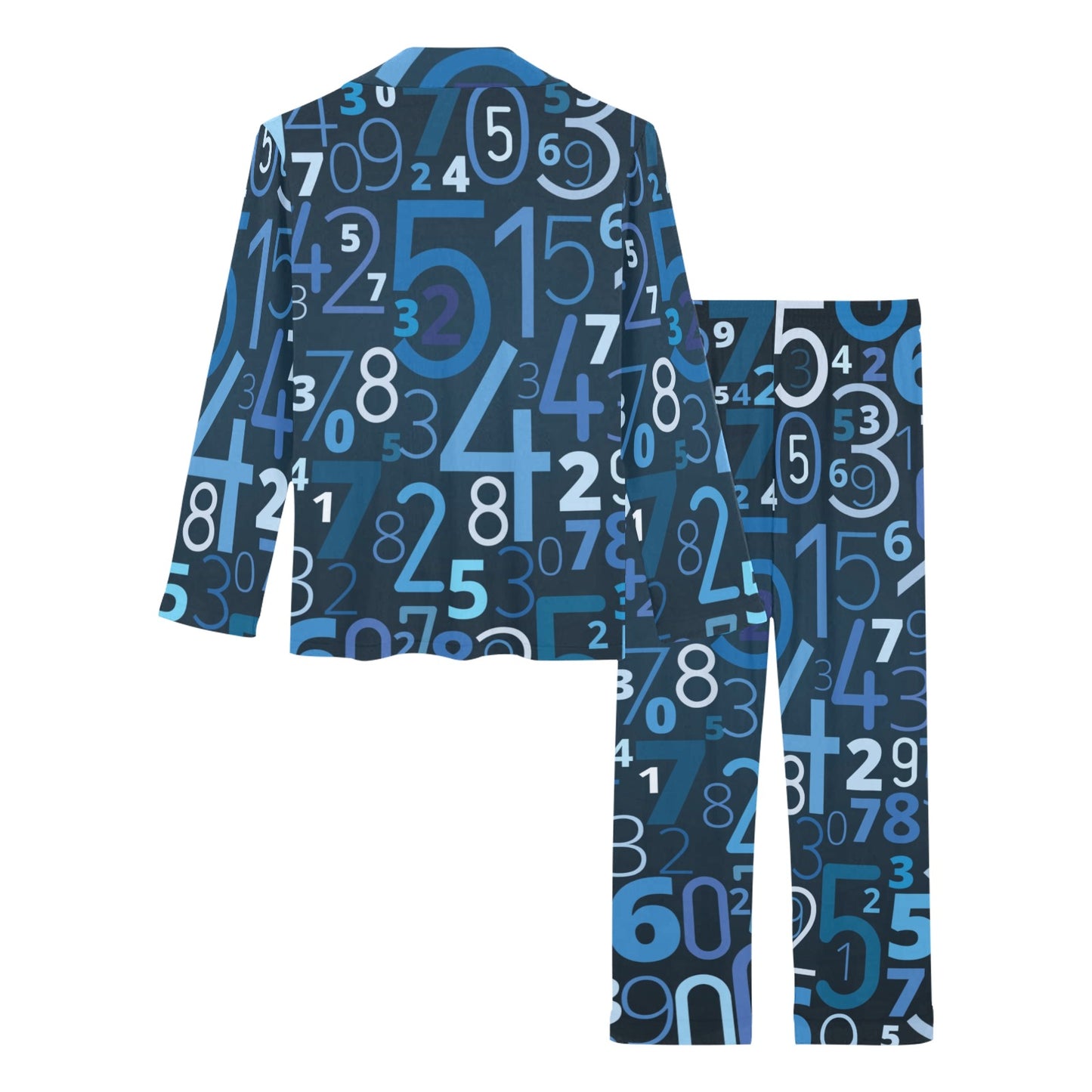 Number Pattern Print Design A02 Women's Long Pajama Set