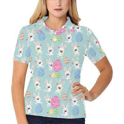 Easter Eggs Pattern Print Design RB014 Women's Polo Shirt