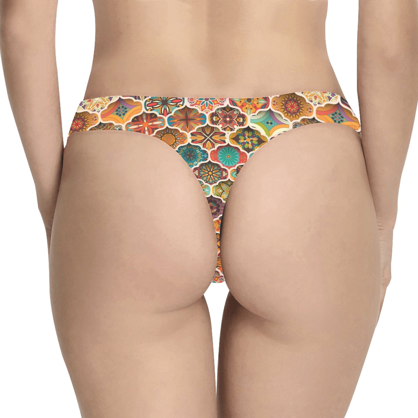 Mandala Mosaic Themed Design Print Women's Thongs