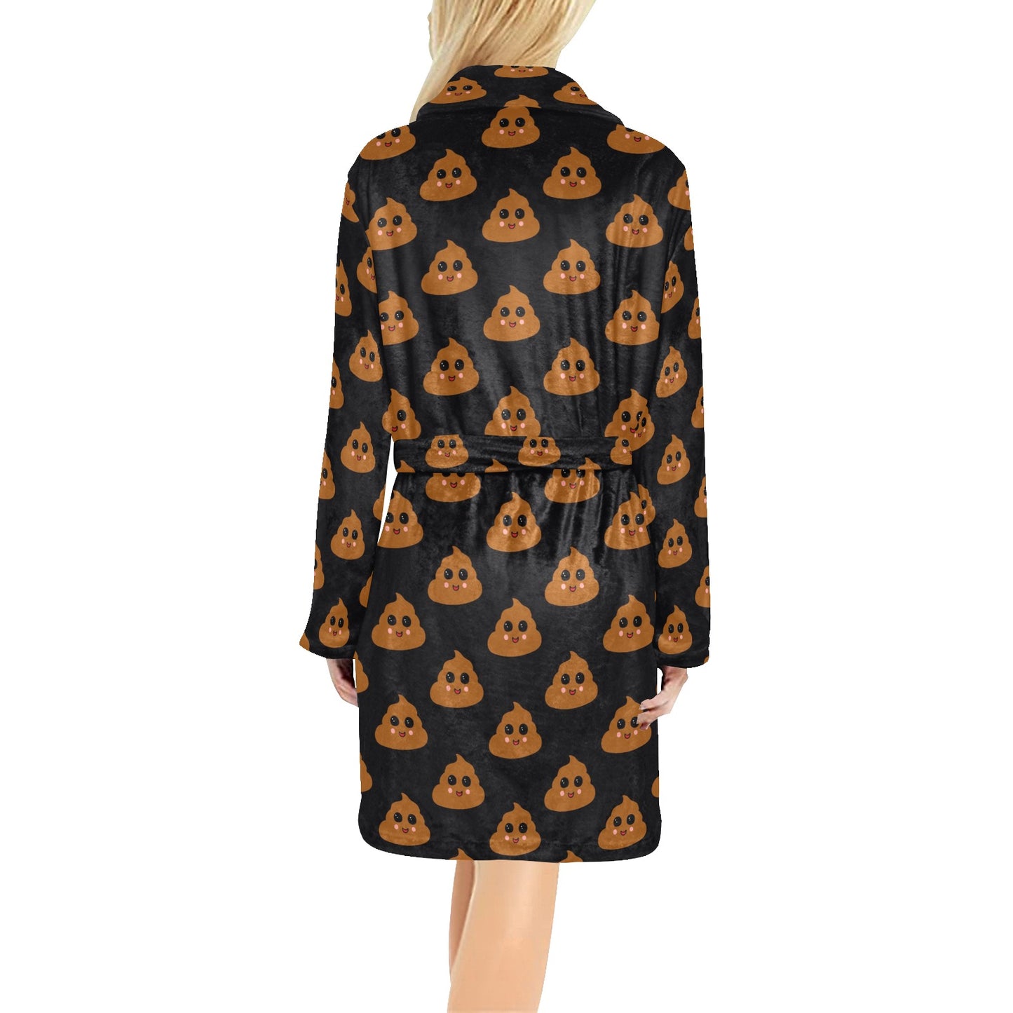 Poop Emoji Pattern Print Design A01 Women's Fleece Robe