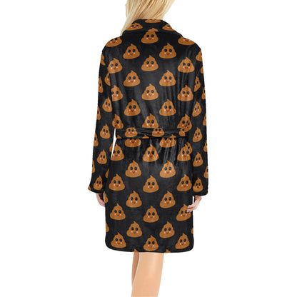Poop Emoji Pattern Print Design A01 Women's Fleece Robe