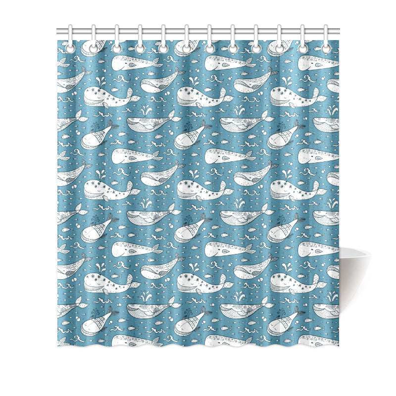 Humpback Whale Pattern Print Design 03 Shower Curtain