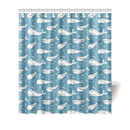 Humpback Whale Pattern Print Design 03 Shower Curtain