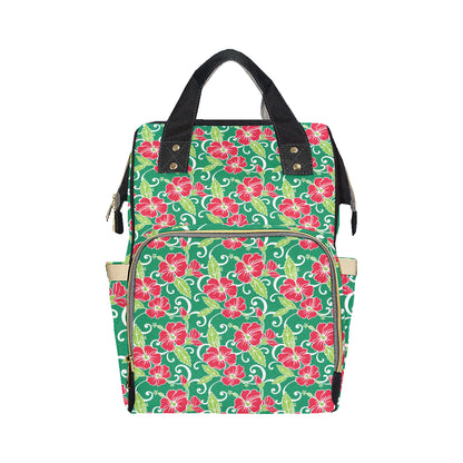 Red Hibiscus Pattern Print Design HB019 Diaper Bag Backpack