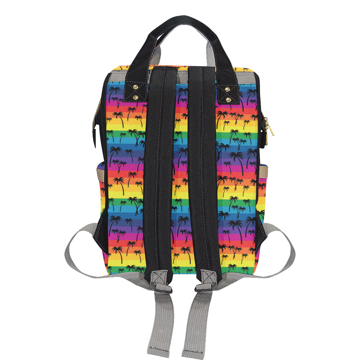 Palm Tree Rainbow Themed Print Diaper Bag Backpack