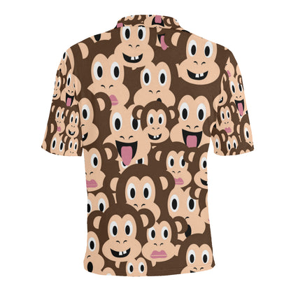 Emoji Monkey Print Pattern Men Polo Shirt