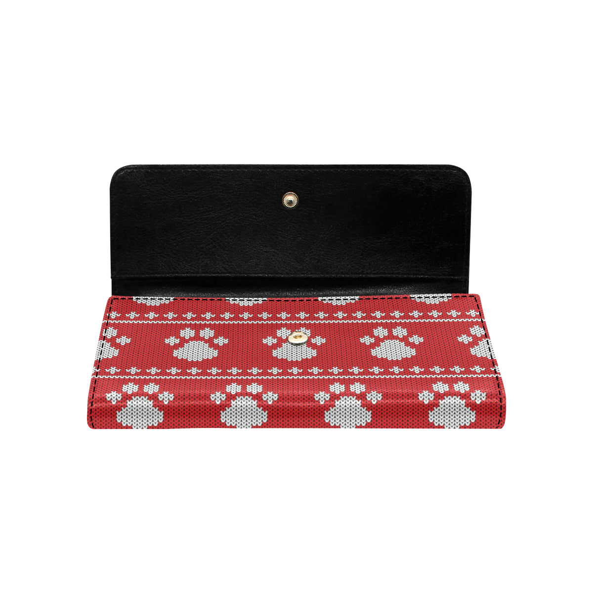 Knit Paw Pattern Print Design 03 Women's Trifold Wallet