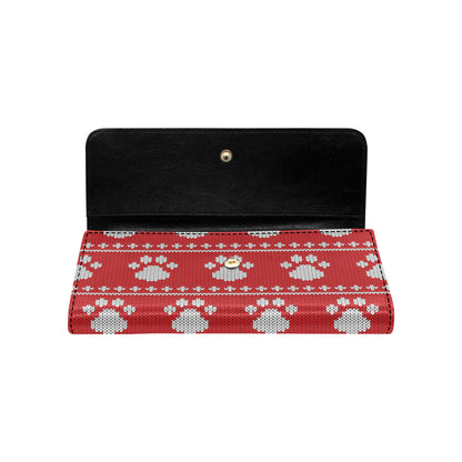 Knit Paw Pattern Print Design 03 Women's Trifold Wallet